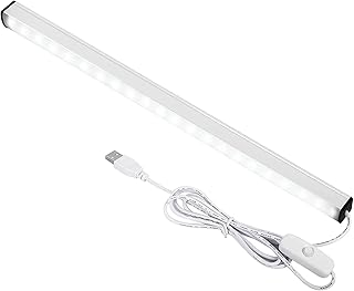 ASOKO Plug-in Under Cabinet Lighting - 12 Inch LED Strip Bar, Cool White 6000k USB Cabinet Light, Slim Undercounter Light for Kitchen/Cupboard/Workbench/Shelf/Desk