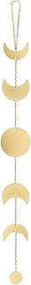 Mkono Moon Phase Wall Hanging Metal Boho Home Decor Vertical Chic Moon Garland for Dorm Nursery Bedroom Living Room Apartment Office, Decorative Wall Art for Girls Mom, Gold