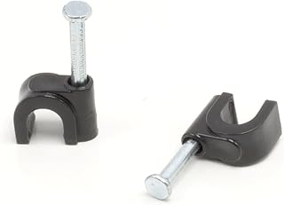 THE CIMPLE CO Single Coaxial Cable Clips 1/4 in - Indoor/Outdoor Cable Fasteners for Coax, Ethernet, CAT, Wires, and Tubing - Wire Clips with Nails 1/4 Inch (6mm) - 100 PCS, Black
