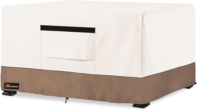 Fire Pit Cover Rectangular, Outdoor Heavy Duty 600D 100% Waterproof Tear-Resistant 44 Inch Fire Table Cover Rectangle, Patio Gas Fire Pit Table Covers, Beige 44" L x 28" W x 24" H