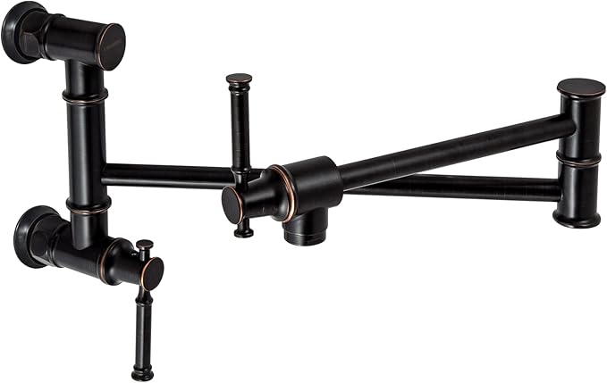 Oil Rubbed Bronze Pot Filler, Lava Odoro Contemporary Pot Filler Faucet Two-Attachment Wall Mount Folding Kitchen Pot Filler Faucet with Swing Arm, PF312-ORB