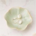 Mecaikru Ceramic Trinket Dish, Ring Tray, Decorative Jewelry Dish for Earrings Necklaces Watch Keys, for Women, White Green