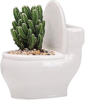 6” White Ceramic Toilet Plant Pot/Bonsai Pot/Flower Pot/Succulent Planter Ideal Gifts for Women, Mom or Birthdays