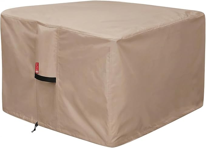 SheeChung [2026 Upgraded] Fire Pit Cover Square 32" L x 32" W x 24" H,Heavy Duty 600D Waterproof Outdoor Cover,Fits for 28/30/32 Inch Propane Fire Pit Table,Gas Fire Pit Table Covers with Drawstring