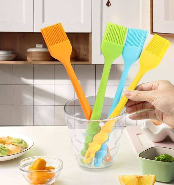 Silicon Basting Brushes, Heat Resistant Pastry Brushes, Spread Oil Butter Sauce Marinades for BBQ Grill Barbeque & Kitchen Baking (Yellow)