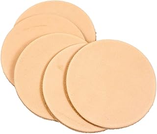 25 Pack – 3‑1/4" Round Veg‑Tanned Leather Pieces – 8–9 oz (3.2–3.6 mm) Natural Leather Circles for Coasters, Tooling, Stamping, Carving & Laser Engraving – Springfield Leather Company