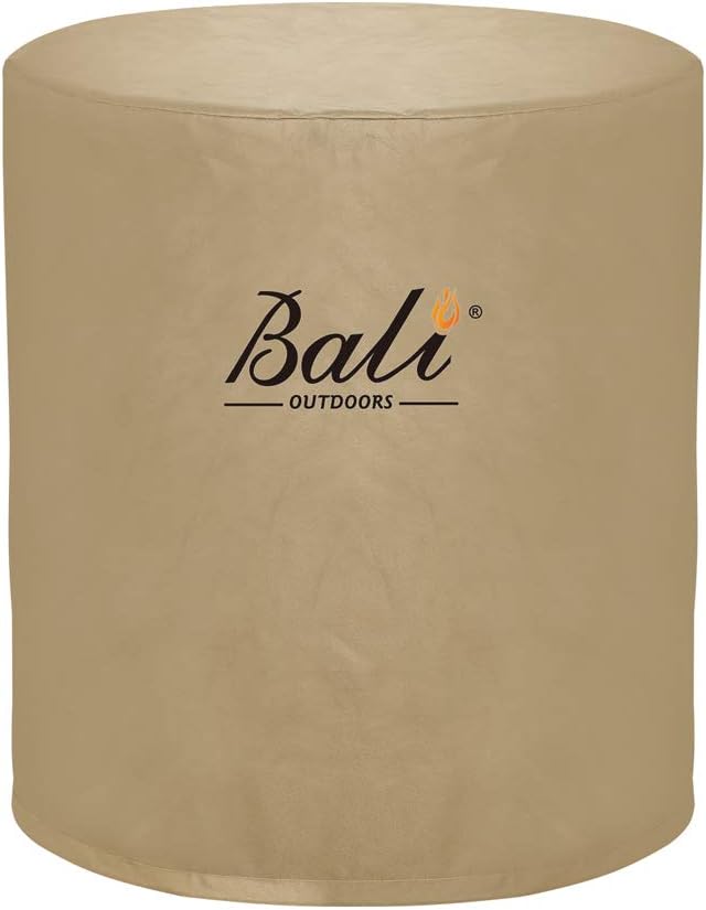 BALI OUTDOORS Round Fire Pit Cover Fire Column Cover Cylinder Fire Pit Cover, 24 Inch, Heavy Duty, Waterproof, Weather Resistant, Khaki