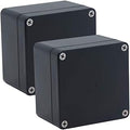 2 Pack Project Box IP65 Waterproof Junction Box ABS Plastic Black Electrical Boxes DIY Electronic Project Case Power Enclosure 3.27"x3.19"x2.2"(83x81x56mm)