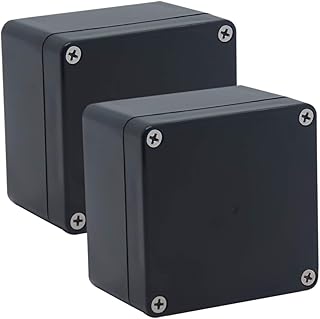 2 Pack Project Box IP65 Waterproof Junction Box ABS Plastic Black Electrical Boxes DIY Electronic Project Case Power Enclosure 3.27"x3.19"x2.2"(83x81x56mm)
