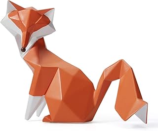 HAUCOZE Fox Statue Figurine Modern Animal Sculpture Home Decor Geometric Art Gift for Shelf Desk Living Room 8.0 Inch
