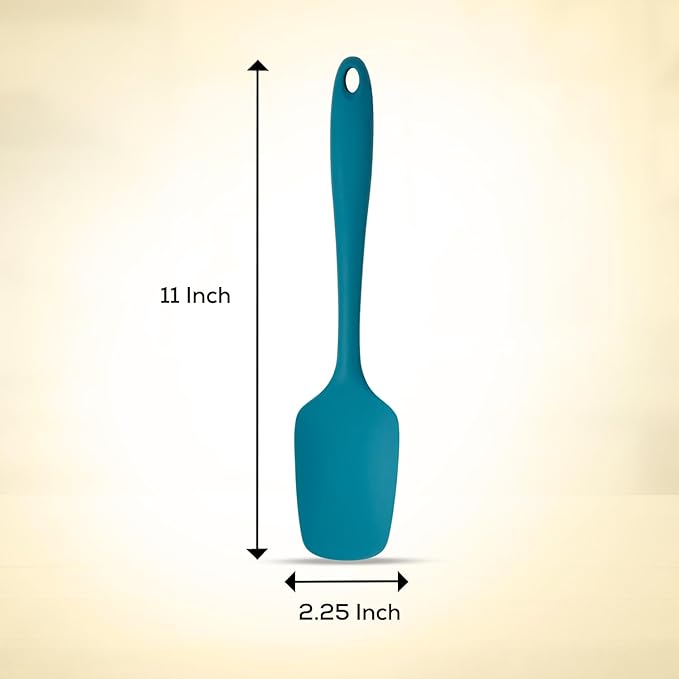 Mrs. Anderson’s Baking Silicone Spoon-Shaped Spatula, Flexible And Nonstick, One-Piece Design, Turquoise Blue, For Mixing, Folding, Scraping, Baking, And Cooking
