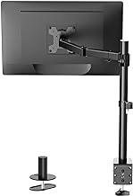 WALI Single Monitor Mount, Single Monitor Arm Desk Mount, Up to 32 inch Ultrawide, Regular Screens up to 27 inches, 22lbs, Adjustable Mount with C-CLAMP for Home Office Application(M001), Black