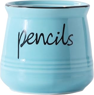 ONTUBE Porcelain Pencils Holder Stand,Ceramic Pens Holder (Turquoise)