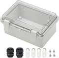 Zulkit Junction Box ABS Plastic Dustproof Waterproof IP65 Electrical Boxes Hinged Shell Outdoor Universal Project Enclosure Clear Cover with 2 Cable Glands 5.9 x 3.9 x 2.8 inch (150x100x70 mm)