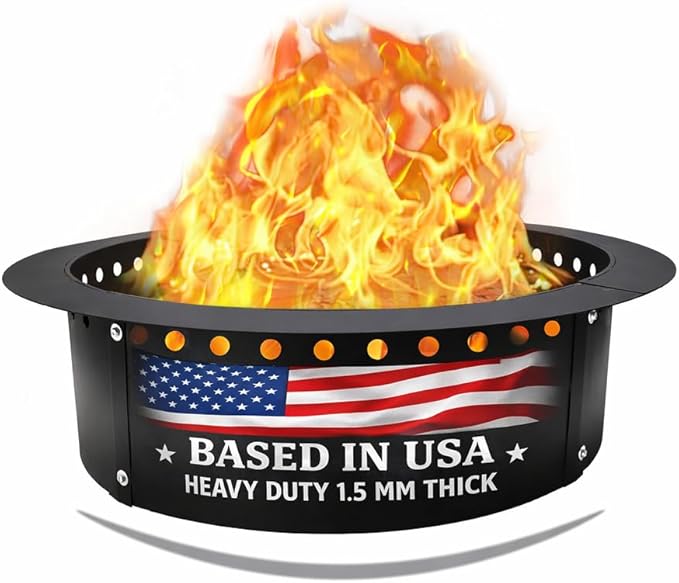 FEBTECH Smokeless Fire Ring 36" - Carbon Steel Outdoor Fire Ring with Heat Resistant Coating - The Perfect Smokeless Fire Pit Insert for DIY Bonfires, Family Gatherings, and Outdoor Camping
