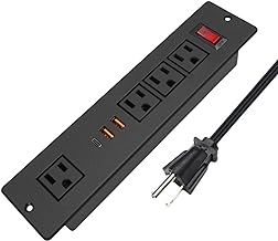 20W USB C Recessed Power Strip, Fast Charge Flush Mount Furniture Outlets,Built in Mountable Power Plug for Desk Tabletop Cabinet Drawer Nightstand Black