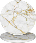 Coasters for Drinks Marble Cup Coasters Set of 2 Protection Coffee Table Living Room Office Home Decor (White)