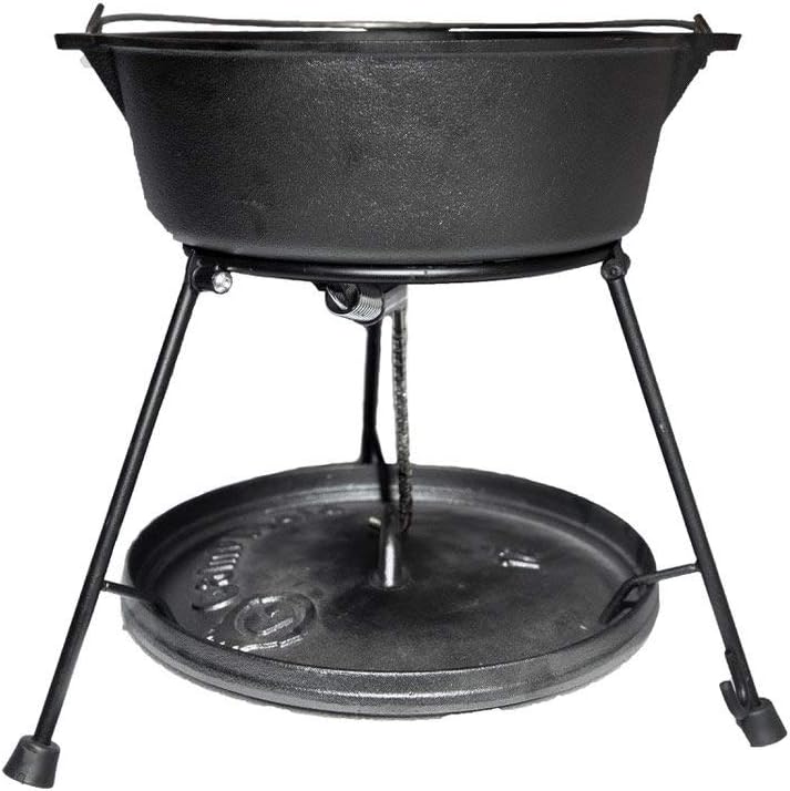 CampMaid Outdoor Cooking Set - Dutch Oven and Tools Set - Charcoal Holder & Cast Iron Grill Accessories - Camping Grill Set - Outdoor Cooking Essentials - Camp Kitchen Equipment - (8 Piece Set)