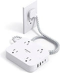 Surge Protector Power Strip, HANYCONY 5Ft Extension Cord with 4 USB Ports(2 USB C), 4 Widely Outlets Extender, Wall Mount, Desk Charging Station for Office Travel College Dorm Room Essentials