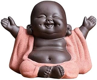 Kingzhuo Ceramic Little Cute Baby Buddha Statue Monk Figurine Buddha Figurines Home Decor Creative Baby Crafts Dolls Ornaments Gift Delicate Ceramic Arts and Crafts (Red)