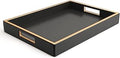 SANZIE Leather Tray Desktop Storage Organizer Premium Serving Tray Decorative Tray Valet Tray for Sundries Cosmetics Phone Wallet Cutlery (Black Holder)