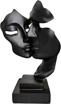Couples Kiss Sculpture,Black Thinker Resin Statue Ornaments,Silence is Gold Abstract Art Figurine,Abstract Style Sculptures,Living Room Desk Decorations,Bookshelf Decorative Objects