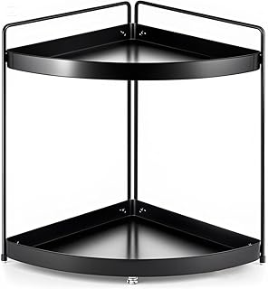 2 Tier Corner Shelf Rack Kitchen Counter Cabinet Bathroom Organizer Makeup Cosmetic countertop Organization and Storage Under Sink Organizers Perfume Trays for Dresser Black