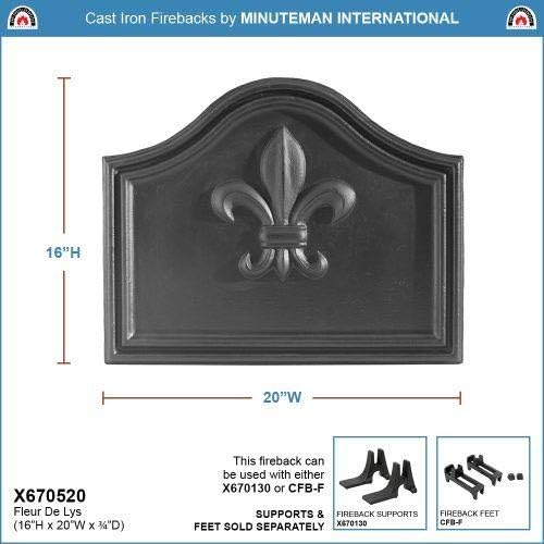 Minuteman International Fleur De Lys Cast Iron Fireback