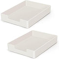 Paper Tray, Letter Tray, 2-Pack Desk Tray Organizer, Plastic A4 Letter-Size Printer Paper Holder, Rectangular Desktop Stackable File Mail Document Storage Container for Office Supplies School Home
