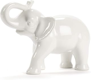Abbott Collection Ceramic Elephant Figurine, White (Medium)