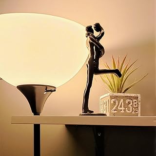 DreamsEden 6th Anniversary Wedding Gift, Jump Kissing Couple Sculpture Cast Iron, Handmade Romantic Statue for Wife Husband, Modern Home Decor Figurine