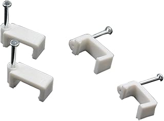 200 PCS 8mm Flat Ethernet Cable Wire Clips Single Coaxial Cable Clamps with Nail for Ethernet Cable Management