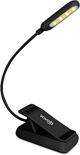 VAVOFO Rechargeable Reading Light, 7 LEDs with 9 Color Temperature 9 Brightness Levels Clip On Book Light for Reading in Bed with Power Indicator for Bookworms (Black)