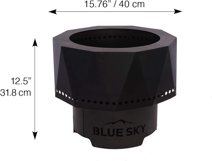Blue Sky Outdoor Living Ridge Portable Fire Pit, Smokeless Fire Pit with Spark Screen, Lift, and Carrying Bag, Black