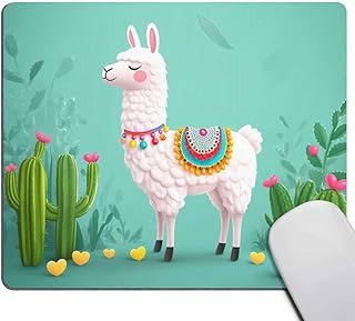 Smooffly Cute Llama Cactus Mouse Pads Desk Accessories Non-Slip Rubber Customized Computer Mouse Pad 9.5 X 7.9 Inch (240mmX200mmX3mm)