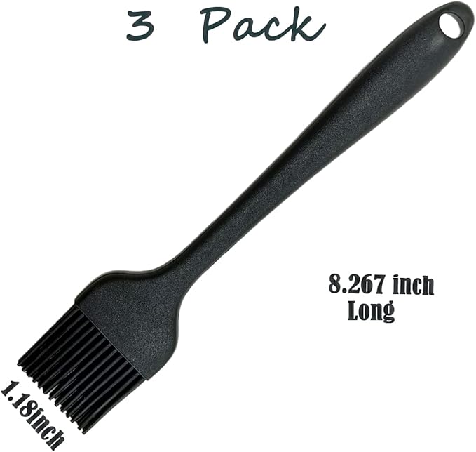 Pastry Brush For Baking,Silicone Basting Brush For Cooking,315°C Heat Resistant Food Brush for Oil & Sauce,Non-Shedding for Kitchen Butter Bread Meat Egg Wash Cake Baster(3pc Red Black Purple)