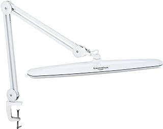 Task Lamp with Clamp, Bright 117PCS LEDs, Metal Swing Arm 24W 2200 Lumen Dimmable Led Desk Lamp for Architect Home Office Study Reading Dorm Workbench Craft, 23 Inch Working Lamp(White)