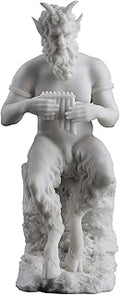 Great God Pan Statue – Greek Mythology Sculpture, Classical Satyr Figurine, Ancient Wisdom Decor, Literary Office Desk Accent, White Resin Collectible