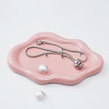 Jewelry Dish Trinket Tray for Women, Ring Dish Holder, Unique Cloud Shape Ceramic Plate Cute Things Vanity Aesthetic Room Decor Mother's Day Birthday (Pink)