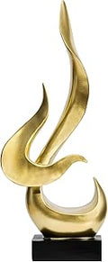 Gold Fire Flame Sculpture, Modern Abstract Resin Statue, Art Statue Home Decor for Living Room TV Stand Coffee Table Shelf Accents Decor.