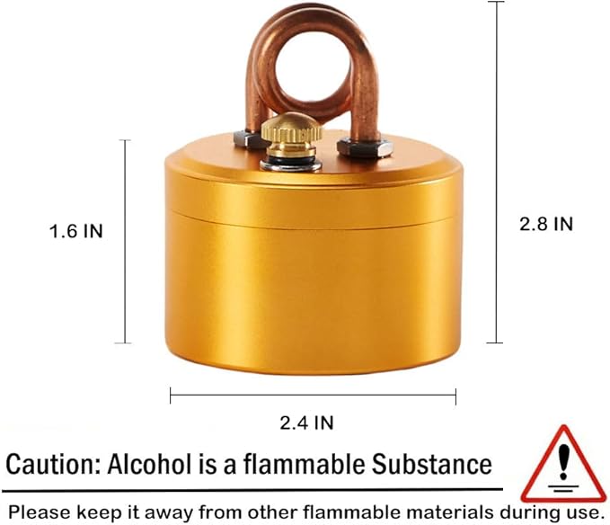 Portable Mini Camping Alcohol Stove - Solid Shell Powerful Safe Spirit Burner Strong Fire Burning for Outdoor Hiking Cooking Backpacking 50ml Golden Color