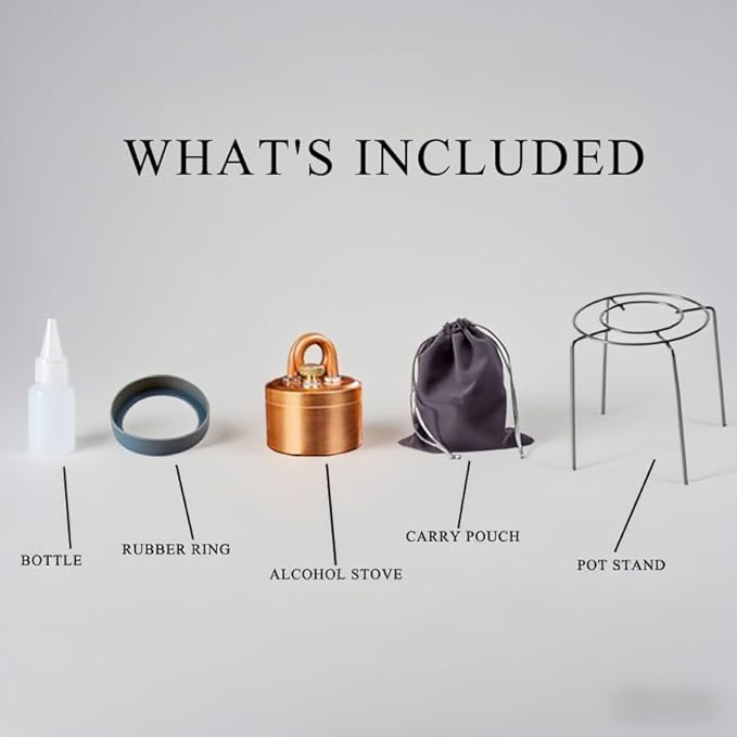 Portable Mini Camping Alcohol Stove - Solid Shell Powerful Safe Spirit Burner Strong Fire Burning for Outdoor Hiking Cooking Backpacking 50ml Golden Color