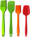Basting Brush + Large Spatula Silicone Pastry Baking BBQ Sauce Marinade Meat Glazing Oil Brush Heat Resistant, Kitchen Cooking Baste Pastries Cakes Desserts 4 Pack (Brush + Spatula)