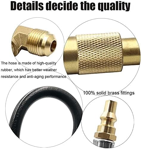 Monkemon 12FT Propane Quick Connect Hose RV to Grill, Low Pressure Propane Elbow Adapter with Extension Hose for Blackstone 17" and 22" Griddle, For Camp Chef Stove Portable Fire Pit