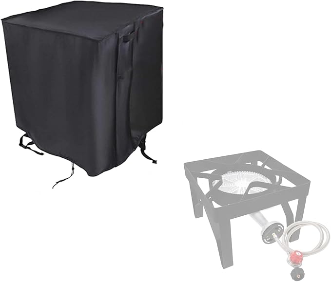 Outdoor Single Burner Stove Cover for GasOne 200K BTU Propane Burner, Waterproof Gas Cooker Outdoor Cover, for Home Brewing, Turkey Fry - (16x16x12 inch)