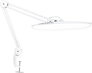 Neatfi XL 2200 Lumens 24W LED Desk Lamp – Shadow-Free Task Lighting | 4-Level Dimming | Home Office & Crafts Use | 20-Inch Wide Head (White, Non-CCT with Clamp)