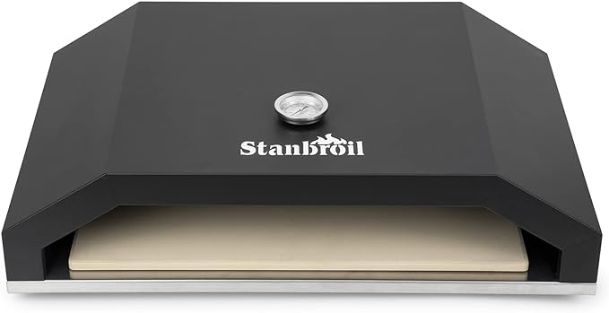 Stanbroil Outdoor Pizza Oven Pizza Maker for Blackstone 22", 28" Tabletop Griddles Cooking Station, Blackstone Flat Top Gas Grill Accessories with Temperature Gauge, 17.3 in. x 12 in. Pizza Stone