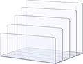 Sooyee File Organizer for Desk, Mail Organizer Countertop,4-Section File Holder for Home Office,Book Organizer,Acrylic Desk Organizer for Letter, Document, Notebook, Binder, Purse, Palette,Clear