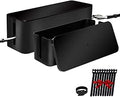 ShellKingdom Cable Management Box, 2 Set Cable Organizer for Cable and Cord Management, Storage and Holder to Cover and Hide & Power Strips & Cords (Black)