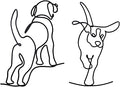 TYLCC Metal Dog Wall Decor Set of 2, Minimalist Abstract Black Dog Wall Art Line Drawing Art Modern Pet Wall Sculptures for Living Room Bedroom Decorations (Lovable A)